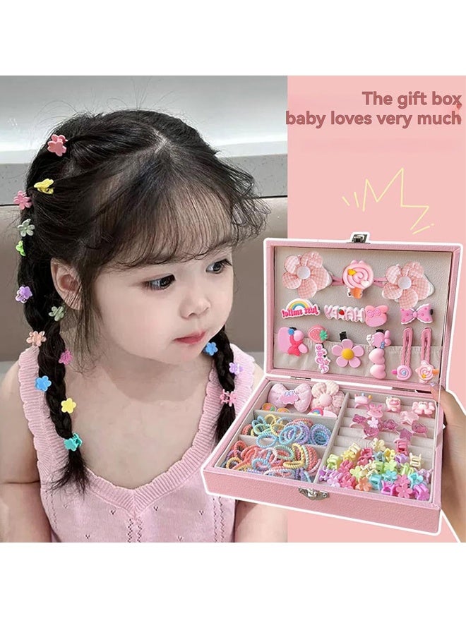 بيوينتي مجموعة الملحقات الهوائية ، مجموعة لباس الشعر للبنات مع صندوق المجوهرات ، ربطات الشعر ، مقاطع الشعر ، مجموعة ألعاب الأميرة الفاخرة ، ألعاب هدية لسن 3 4 5 6 7 8 9 10 البنات الأطفال الصغار - Image 2